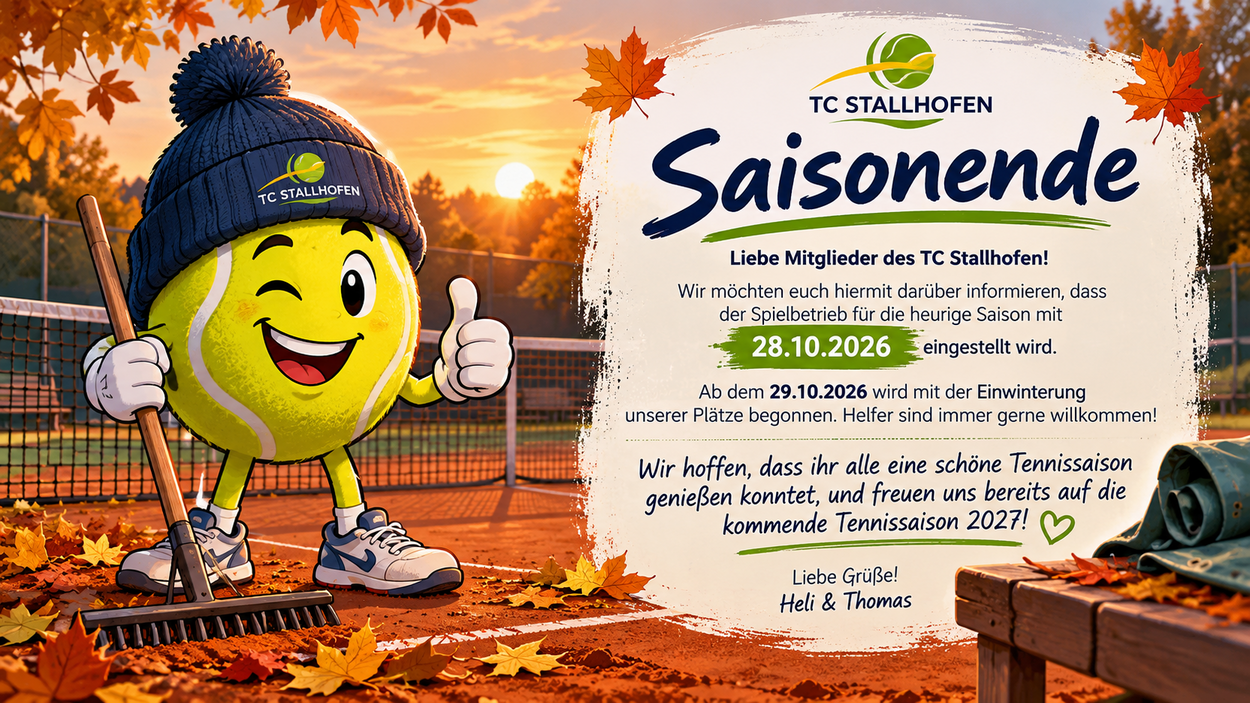 Einstellung Spielbetrieb TC Stallhofen am 28.10.2026